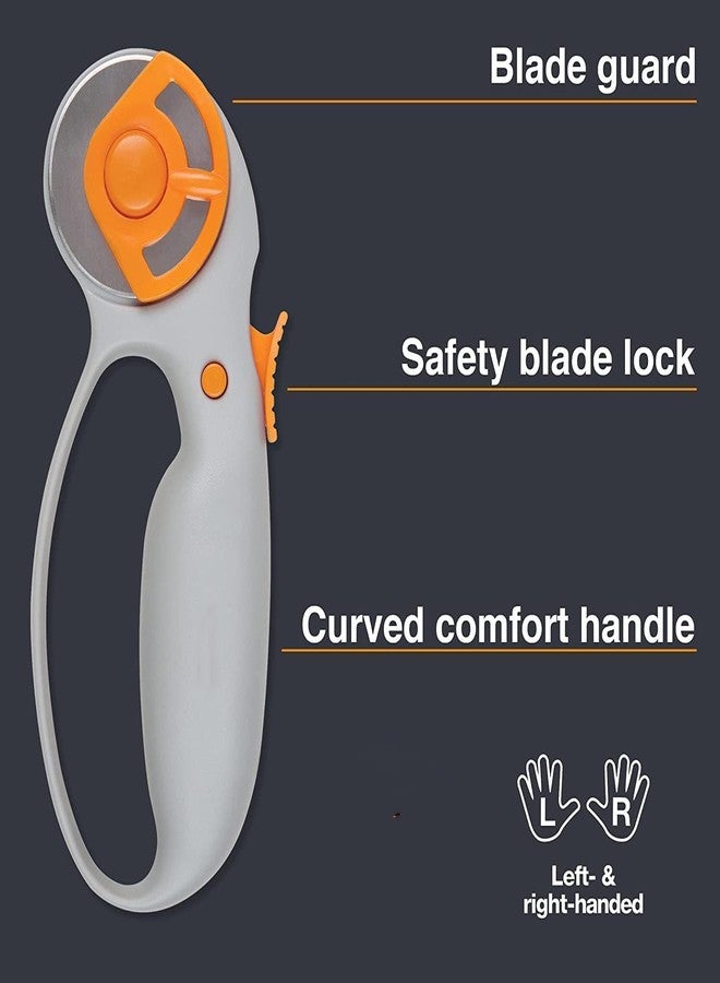 Bitrexup قاطع دوار للأقمشة من Bitrexup بقطر 45 مم، مزود بمقبض حلقي مريح، مصنوع من التيتانيوم، مناسب للأقمشة السميكة، سهل وآمن لتغيير الشفرات، أدوات خياطة وتطريز. - Image 5